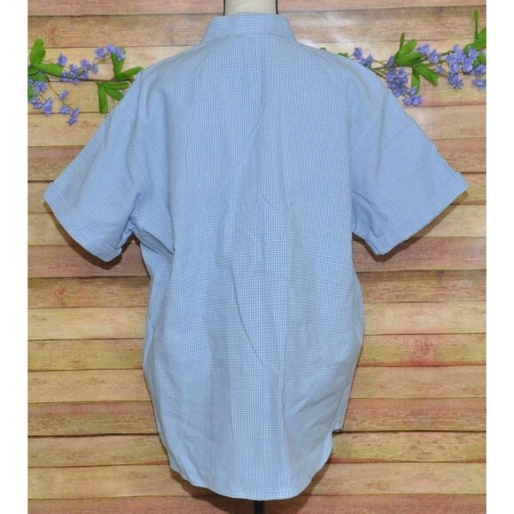 Maggie & Max Women's Blue Gingham Floral Embroidered Button Front Top 2X Granny - Picture 6 of 9